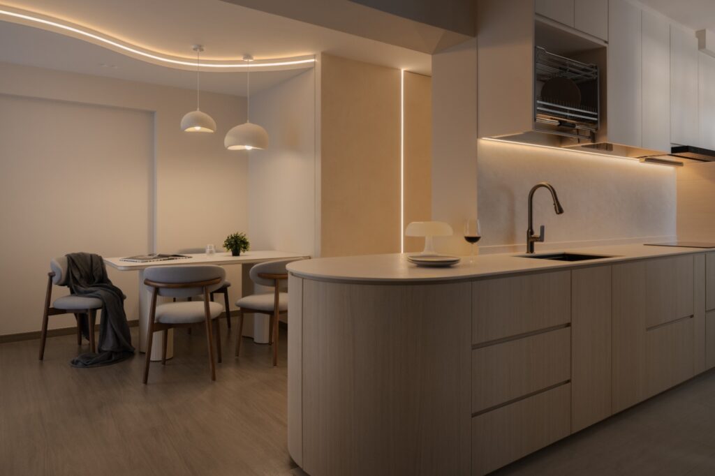 kitchen in modern minimalist interior design style by Twothree Design