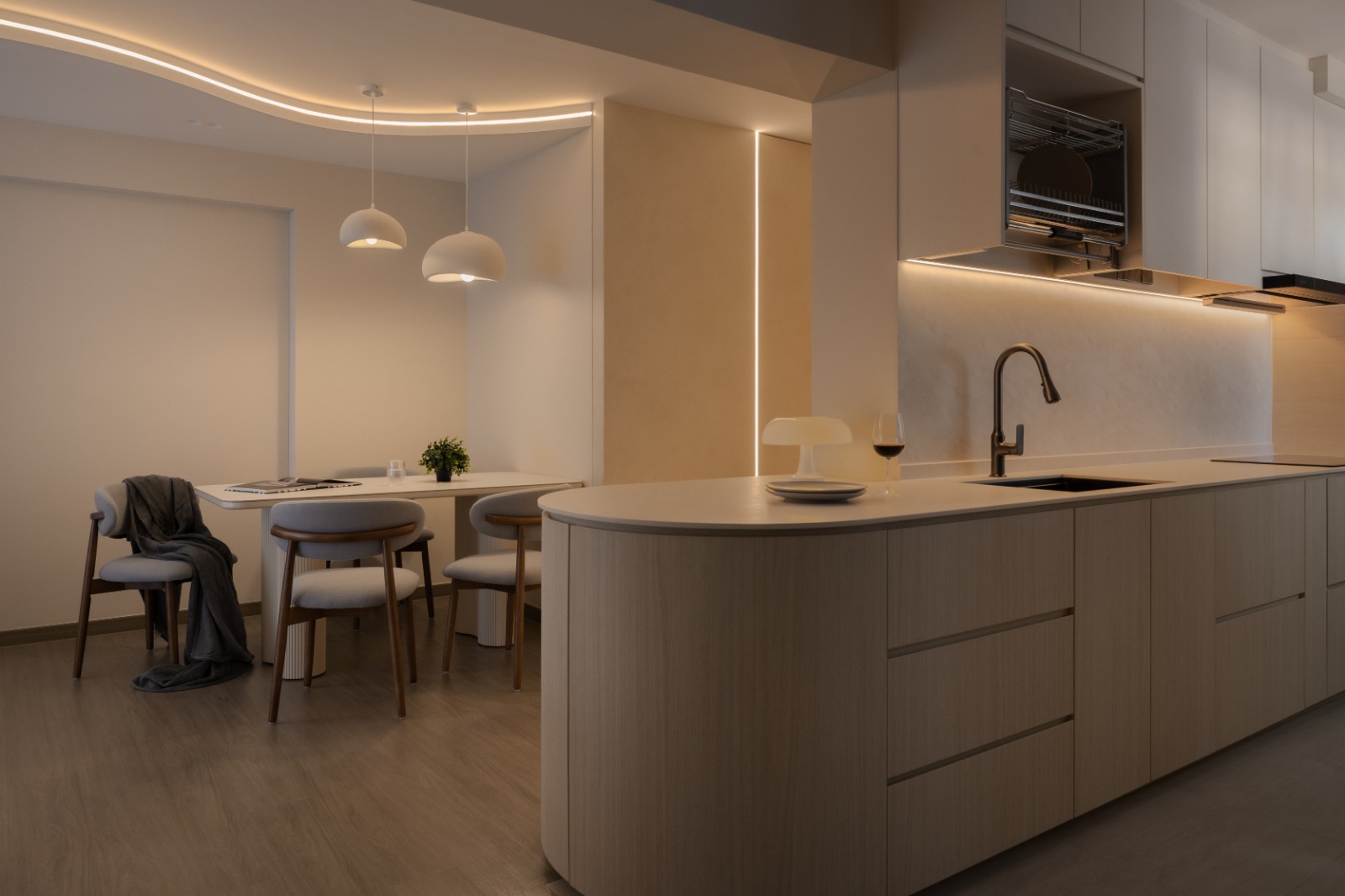 kitchen in modern minimalist interior design style by Twothree Design